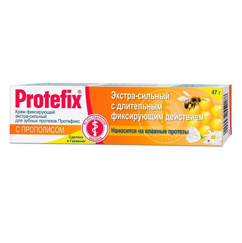 Protefix крем фиксирующий экстра-сильный для зубных протезов с прополисом 40 мл 