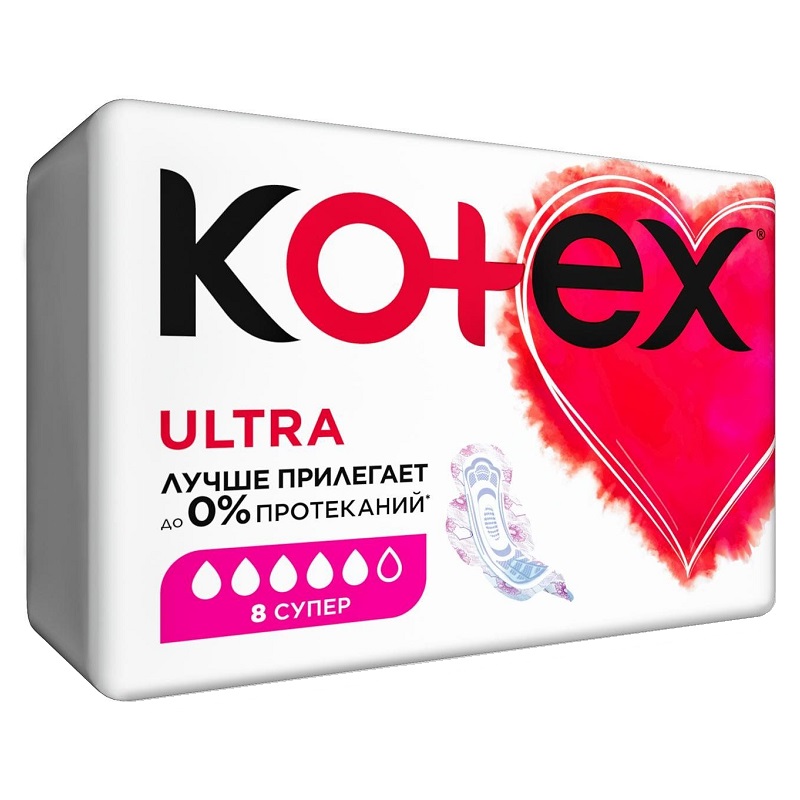 Kotex Ultra Super прокладки жен.гиг.с крылышк.поверхность сеточка   №8