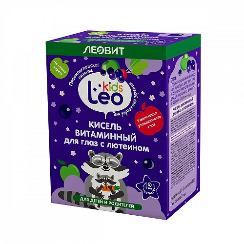 Leo Kids  (Кисель Витаминный для глаз с лютеином  спец. пищ. продукт диет. профилактического питания д/детей раннего возраста от одного года  60 г (5 пак. по 12 г) )