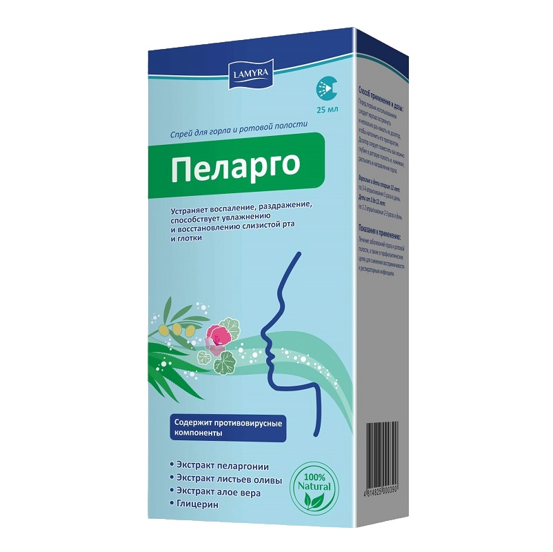 Пеларго  (спрей для горла и ротовой полости   фл. 25 мл )