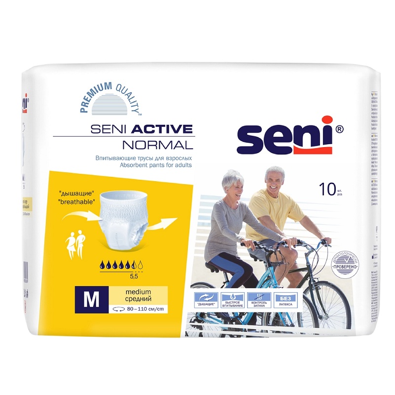 Seni ACTIVE NORMAL medium Трусики впитывающие д/взрослых, страдающих недержанием №10