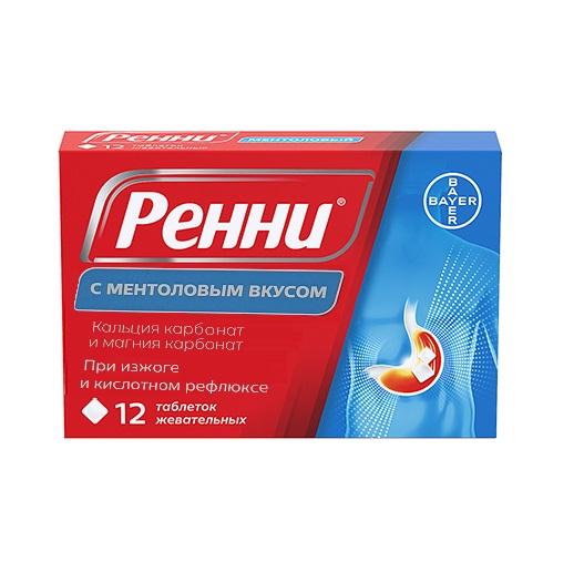 РЕННИ (табл. жев. с ментоловым вкусом 680мг/80мг  №12х1)