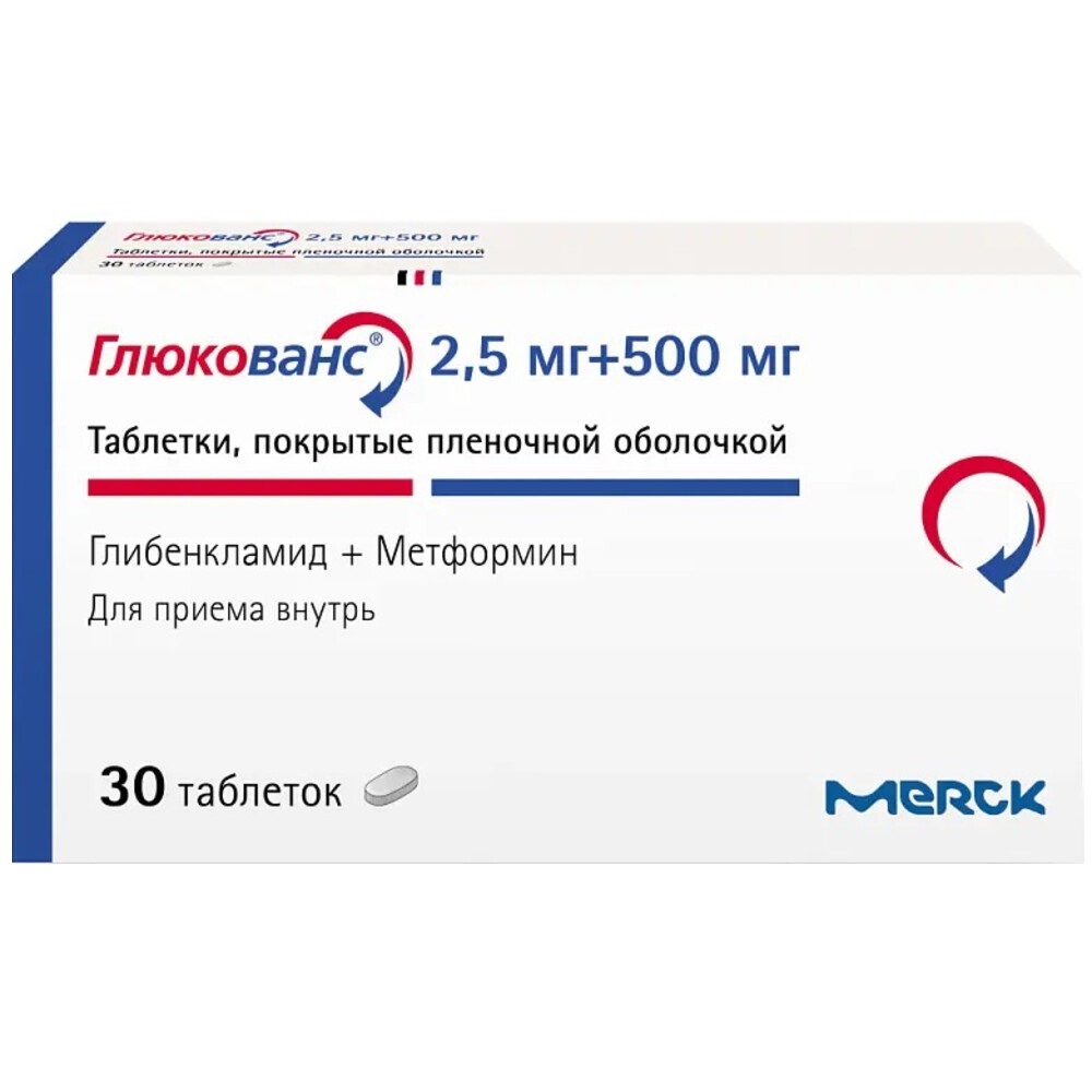 ГЛЮКОВАНС (таб. п/п об. 500мг/2,5мг  №15х2)