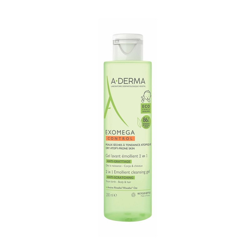 A-Derma EXOMEGA CONTROL Гель очищающий 2-в-1 д/тела и волос 200 мл