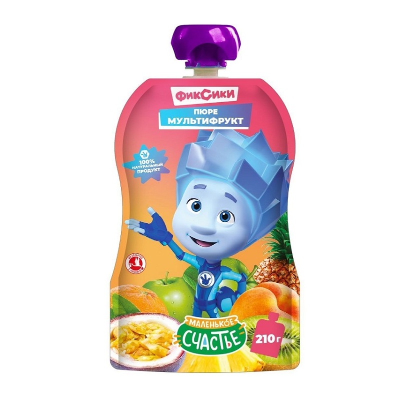 Фиксики (Пюре из смеси фруктов «Мультифрукт» для дет. пит. д/дет. ранн. возр. гомог., стерилиз. 210 г  (Дойпак))