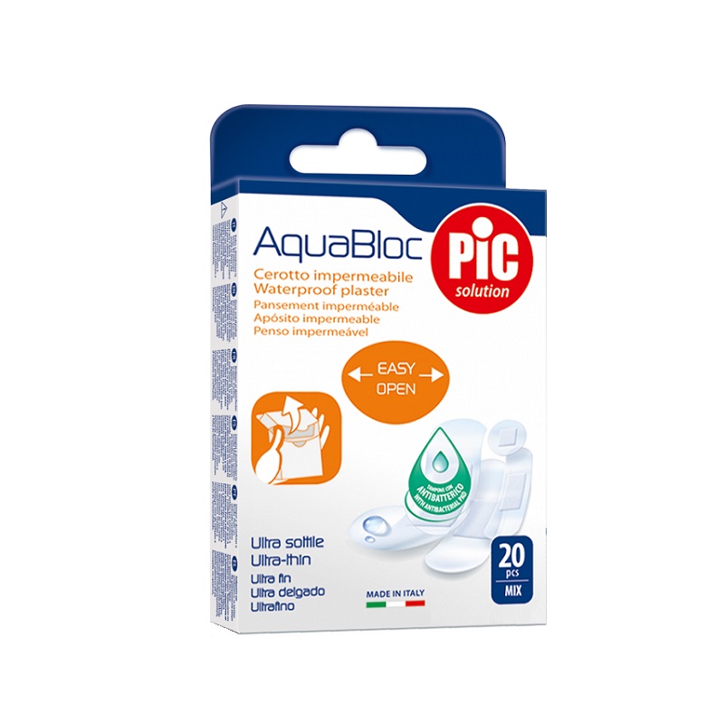Пластырь (мед. Aquabloc набор водонепрон. с антибактер. подушечкой, размеры мм:  19х72, 25х72, 16х57, диам. 22,5 №20)
