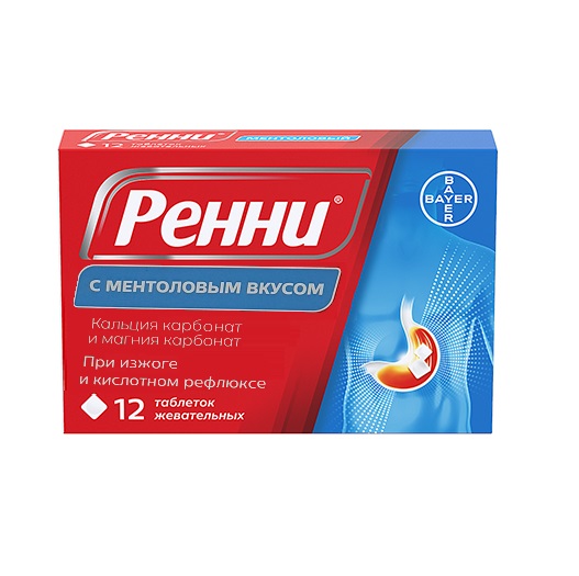 РЕННИ (табл. жев. с ментоловым вкусом 680мг/80мг  №12х1)