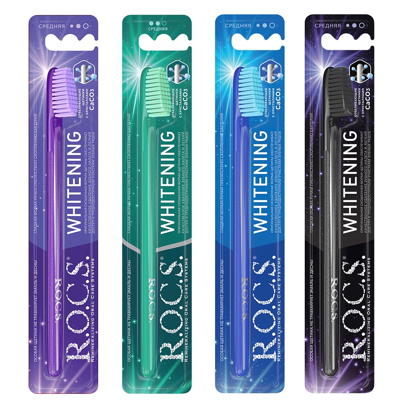 Rocs Зубная щетка Отбеливающая средняя 