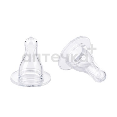 Canpol Соска молочная силиконовая (уп.2 шт) 18/116, средний поток, 6 мес+, узкое горлышко 