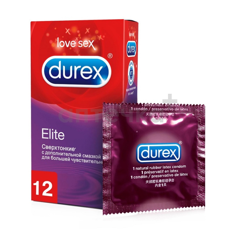 Durex Презервативы Elite тонкие с дополнительной смазкой 12 шт