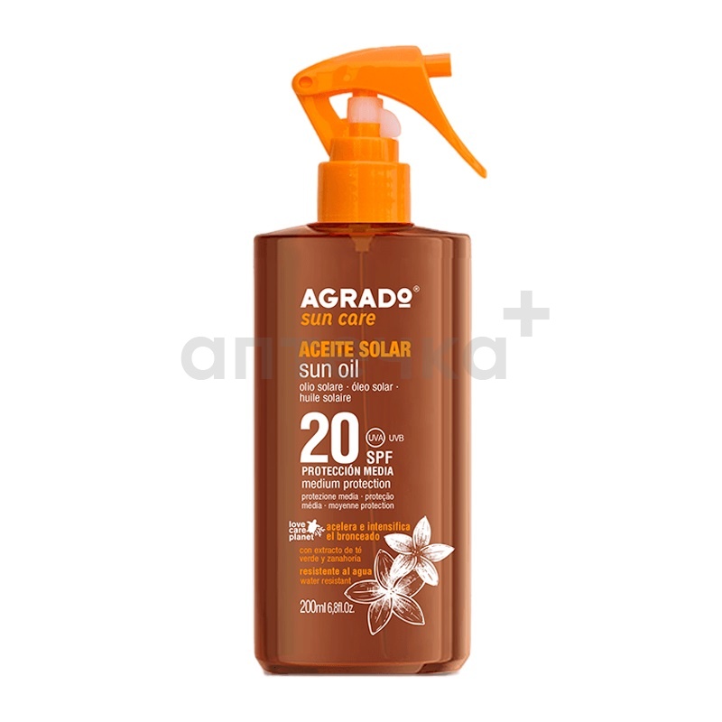AGRADO Масло солнцезащитное для загара SPF20 200 мл 