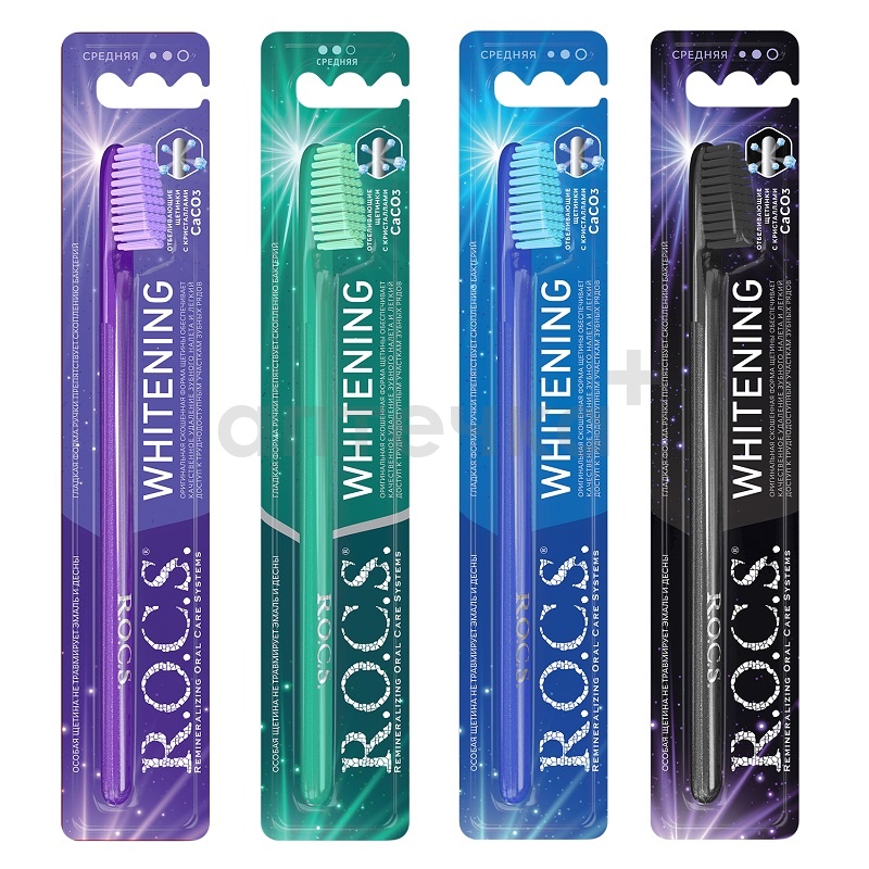 Rocs Зубная щетка Отбеливающая средняя 