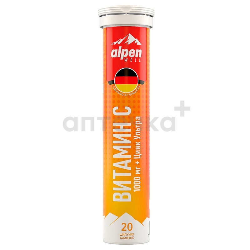Alpen Well (БАД) (Витамин C + цинк Ультра  табл. шип. 4,1 г №20)