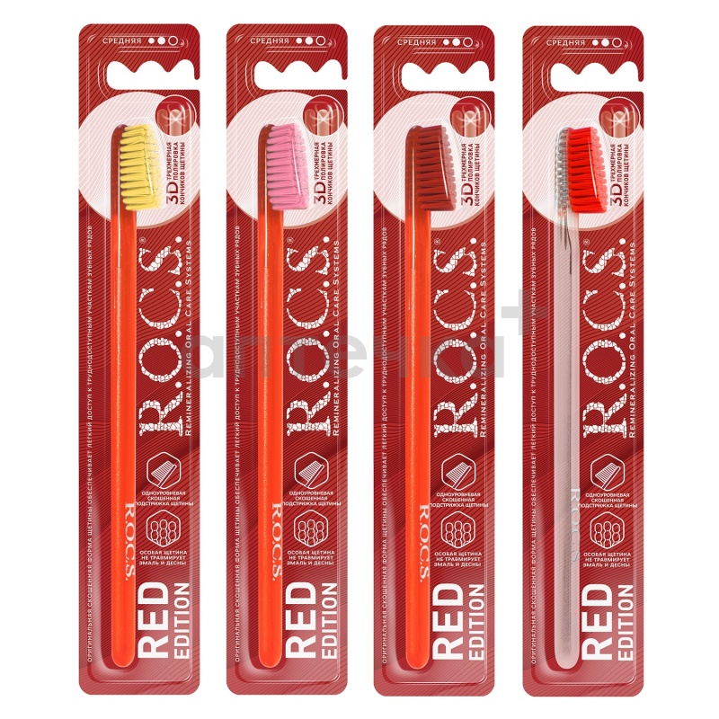 Rocs Зубная щетка Red Edition Classic средняя